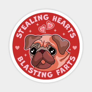 Stealing Hearts and Blasting Farts Dog Pug Valentine's Day Magnet